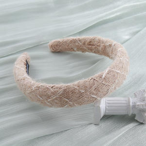 Xiaoxiangfeng Vintage <b>Wool</b> Boucl Headband French Style Wide-Edge Hair Accessory Creates High Crown Look Fits Various Styles - Product Image 6