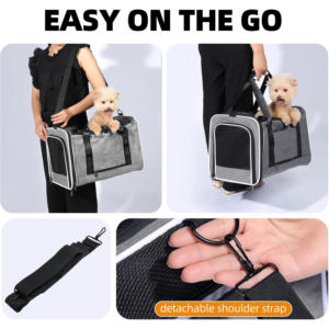 Gris de lujo impermeable cuadrado Oxford cremallera perro mascota gato de lados suaves Trolley Trunk <span class=keywords><strong>Carrier</strong></span> con ruedas productos de viaje bolsa monedero - Product Image 3