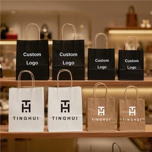 Bolsas de Compra de Papel Kraft con Logotipo Personalizado, Asas de Papel Reciclado Blanco, Negro y Marrón para Promoción de Ropa y Exposiciones - Product Image 6