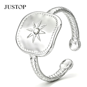 Anillo JUSTOP de Plata 925 con Concha de Abulón, Engaste Geométrico Cuadrado, Joyería Moderna para Mujer, Anillo de Uso Diario - Product Image 4