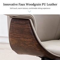 Chaise de bureau de direction moderne de luxe, ergonomique, inclinable à 90-125 degrés, pivotante, en cuir PU, avec finition imitation bois