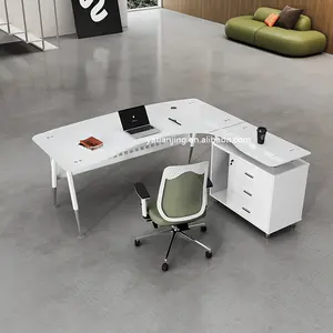 modern computer desk design waterproof easy to clean table de bureau en vitre