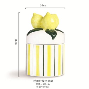 Custom logo Wholesale Creative <strong>Lemon</strong> and Orange Lid Design Ceramic Storage <strong>Jar</strong> Coffee Sugar Container - Product Image 5