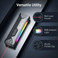 Mini lampe torche EDC GT3 800LM avec alarme, laser rouge, lumière d'avertissement RGB, base magnétique, IPX4, rechargeable par USB, lampe de poche