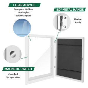 กรอบรูปไม้กันน้ำสำหรับงานศิลปะเด็ก ขนาด 8.5x11 นิ้ว เปิดด้านหน้า สีขาว แบบ Shadow Box สามารถเปลี่ยนภาพได้ - Product Image 5