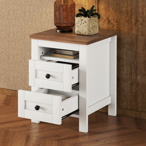 Modern 2-Drawer Wooden Nightstand with Sleek Lines and Eco-Friendly Design Storage Cabinet for Bedroom - Product Image 3