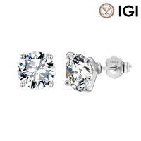 Сертифицированные IGI/GIA бриллианты HPHT/CVD, выращенные в лаборатории, из цельного золота 14/18 карат, серьги-пусеты с 4 крапанами, 1, 2, 3, 4, 6 карат