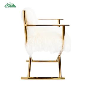 होटल परियोजना के लिए लक्जरी गोल्ड फिनिश ऊन कपड़े लाउंज कुर्सी धातु फ्रेम हाई-एंड डिजाइन - Product Image 3