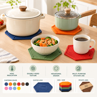 Sous-plat hexagonal en silicone isolant thermique, support pour casseroles chaudes, protection de table de cuisine, couleur personnalisée OEM ODM
