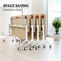 Bureau de formation mobile pliable moderne avec roulettes silencieuses, porte-gobelet, structure en acier de 32 mm d'épaisseur pour salle de classe et conférence