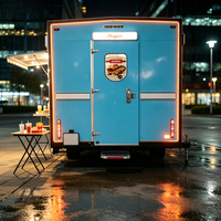 Remorque de restauration mobile avec ventilateur de toit, presse à sandwichs et comptoir pour toasts pour cinéma drive-in à Jeju