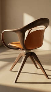 Chaise de salle à manger scandinave élégante en bois massif avec coussin en cuir véritable, mobilier moderne pour la maison, l'hôtel, le restaurant PISANO - Product Image 6