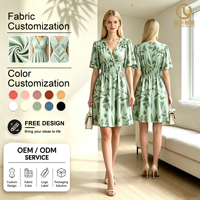 Robe d'été décontractée personnalisée en gros de l'usine chinoise 2026 – Robe élégante pour femme à col en V et manches bouffantes de haute qualité