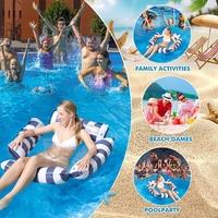 Siège de hamac d'eau gonflable en PVC confortable pour adultes matelas d'eau pliable à dossier inclinable en maille flottante rayée