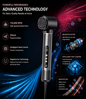 Sèche-cheveux professionnel haute vitesse BLDC, ensemble 9 en 1, styler pour cheveux, 110000RPM, brosse à air chaud à ions négatifs pour un coiffage rapide
