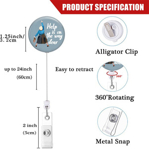 Fun nurse badge <b>clips</b> available now! Help is on the Way! Dear retractable name tag with easy-pull <b>buckle</b> wholesale. - Product Image 4
