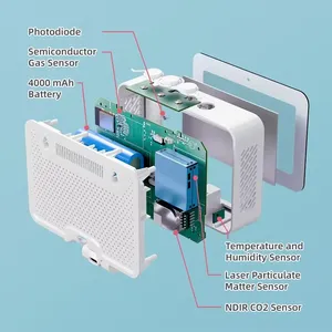 Medidor de Calidad del Aire Interior con Pantalla TFT-LCD de 5 Pulgadas, Modelo AQ49, para CO2, TVOC, PM2.5, PM10, HCHO, Temperatura, Humedad, AQI, Hora, USB, 0.01 - Product Image 5