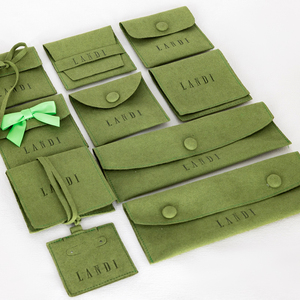 Pochette personnalisée en microfibre de daim vert pour lunettes de soleil, emballage et présentoir à bijoux, pochette enveloppe en daim artificiel avec nœud double face - Product Image 5