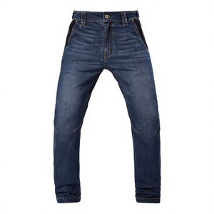 Jean droit bleu pour homme, coupe classique, en denim uni, taille mi-haute, décontracté, pour l'automne, service OEM - Product Image 3