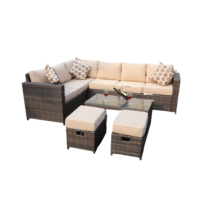 Moderne Buitenmeubelset, Roestbestendig Metalen Frame Tuinset Met PE Wicker Rattan Kussens voor Tuin & Patio