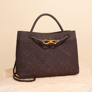 Nouveau sac bandoulière avec sangles, sac fourre-tout Carlos Fashion, cuir PU, tissé à la main, grande taille, hiver 2023, vert olive, marron - Product Image 3