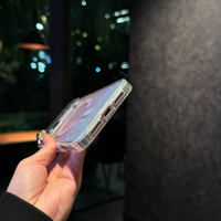 Coque arrière magnétique transparente électroplaquée couleur dégradé diamant scintillant pour iPhone 17 Pro Max iPhone 17 Air 16 15 14 Plus