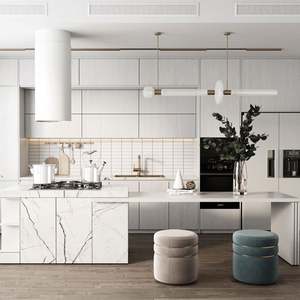 Armoires de cuisine modulaires en forme de L SANTOPOVA avec finition en bois grainé et laque mate |   Conception personnalisée avec appareils électroménagers intégrés - Product Image 3