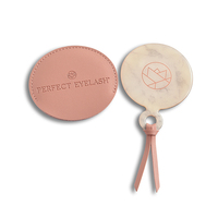Miroir en cuir PU décoratif personnalisé Miroir cosmétique portable de voyage rose en acier inoxydable marbré