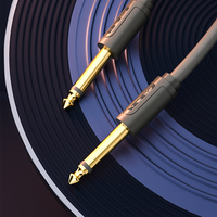 Câble audio TS 6,35 mm mâle-mâle en cuivre nu OFC avec connecteurs plaqués or, 1,5 m, pour guitare et mixeur (non équilibré)