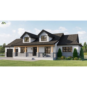 Villa de style campagnard à ossature légère en acier avec double garage et toit à pignon - Product Image 3