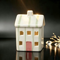 Weihnachtliche Rote Keramik-Hausförmige LED-Nachtlampe Wohnzimmer-Dekoration Ornament