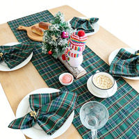 Nappe de Noël et chemin de table en polyester teint en fil, motif quadrillé, luxueuse et durable, pour Thanksgiving, le Nouvel An, les fêtes et les restaurants