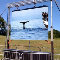 Layar LED Sewa VORTEX Outdoor Melengkung P3.91 500x1000mm Tahan Air, Dinding Video LED Festival Kreatif untuk Panggung Bundar