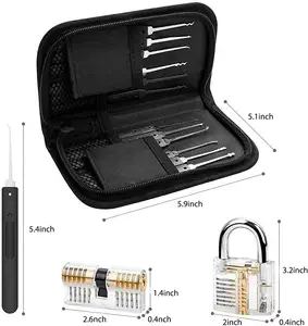 GOSO Hook Tools Lock Picking Practice Set 17pcs Stainless Steel Lock Pick Set Training Kits with Practice Lock