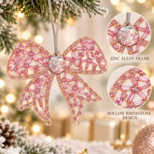 Dekorasi Rumah Liburan Natal Pita Rhinestone Paduan Seng Berongga Ekor Pendek Hiasan Pohon Natal Berhiaskan Permata - Product Image 2