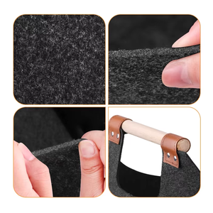 Cesto Portaoggetti Pieghevole Riutilizzabile e Durevole <span class=keywords><strong>in</strong></span> <span class=keywords><strong>Feltro</strong></span> Spesso con Manico <span class=keywords><strong>in</strong></span> Legno, Prezzo di Fabbrica BSCI, Ideale come Portalegna - Product Image 6