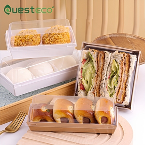 Cajas Cuadradas Desechables de Papel Kraft Reciclado para Sándwiches <span class=keywords><strong>Pita</strong></span>, con Relieve y Laminado Brillante, Ideales para Comida para Llevar - Product Image 1