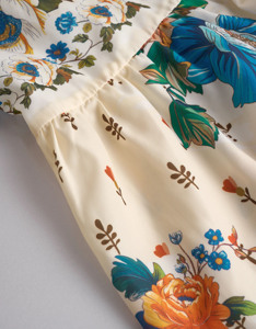 Robe midi pour femme à imprimé floral, style foulard carré, coupe trapèze, avec ourlet à volants superposés, fluide et dégradé, idéale pour l'été - Product Image 6