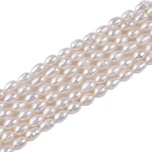 Perles de Zhuji en gros, perles de riz blanches de 7-8 mm, perles d'eau douce naturelles, en vrac, pour la fabrication de bijoux, plusieurs couleurs, y compris le rose - Product Image 4