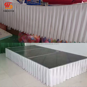 Falda de Mesa para Escenario de Boda de Tela de Seda Plisada, Personalizable, con 3 Pliegues y Cierre Magnético - Product Image 3