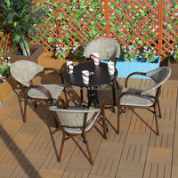 Aluminium-Legierung Französischer Bistro-Esszimmerstuhl-Set mit Koriander-Design für Villa, Küche, Schlafzimmer, Komfortable Klappbare Gartenmöbel