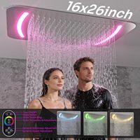 Système de douche LED Homedec à double pommeau, 2 poignées, 26x16 pouces, avec pommeau de douche de 6 pouces, 4 jets de pulvérisation latéraux et douchette à main