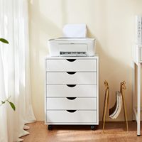 Classeur de bureau en bois à 5 tiroirs-rangement de bureau mobile, bureau d'imprimante de stockage vertical pour les bureaux à domicile