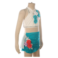 Robe de patinage artistique de luxe à deux pièces pour filles, avec strass, pour la danse sur barre, la compétition, la performance, la gymnastique