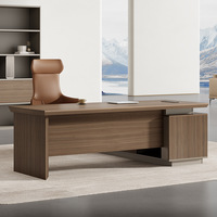 Ensemble de bureau et chaise de direction moderne et minimaliste en PVC avec armoire latérale et système de câblage dissimulé, grand bureau de direction pour usage professionnel