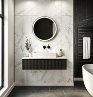 Nouveau panneau mural SPC aspect marbre 2026, cœur rigide, étanche, facile à nettoyer, pour décoration intérieure de salle de bain de luxe