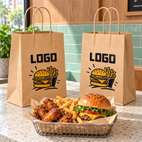 Sacs à hamburgers en papier kraft jetables de qualité alimentaire, imprimés sur mesure par offset, avec poche à ouverture facile pour les chaînes de restauration rapide