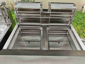 P034G-L2-4 Shineho Friteuse à gaz automatique à levage automatique en acier inoxydable de haute qualité avec filtre à huile pour restaurant de restauration rapide - Product Image 5