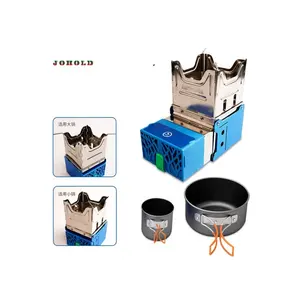 2024 Johold Outdoor Camping Small Size Portable Folding Fire Generated Mobile Phone Charger Function Flame Stove Generator