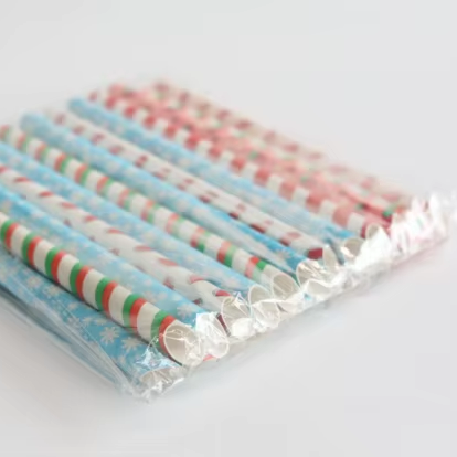 Eco Friendly Biodegradable Bamboo Paper Wrapped and Unwrapped Box Packaging Drinking Paper Straws